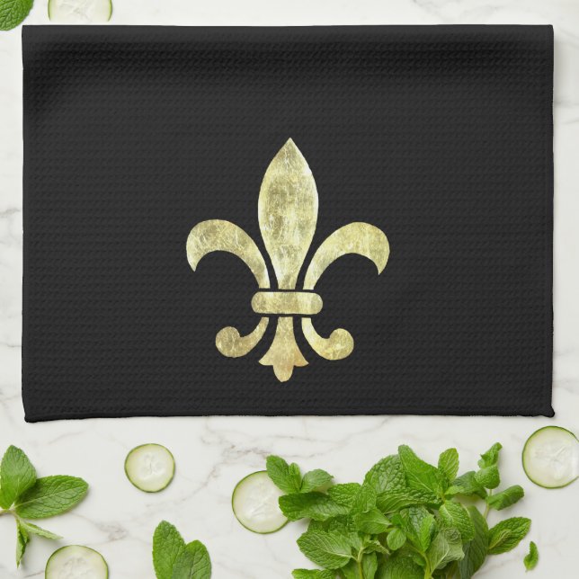 Fleur de Lis Gold Leaf Towel (Folded)