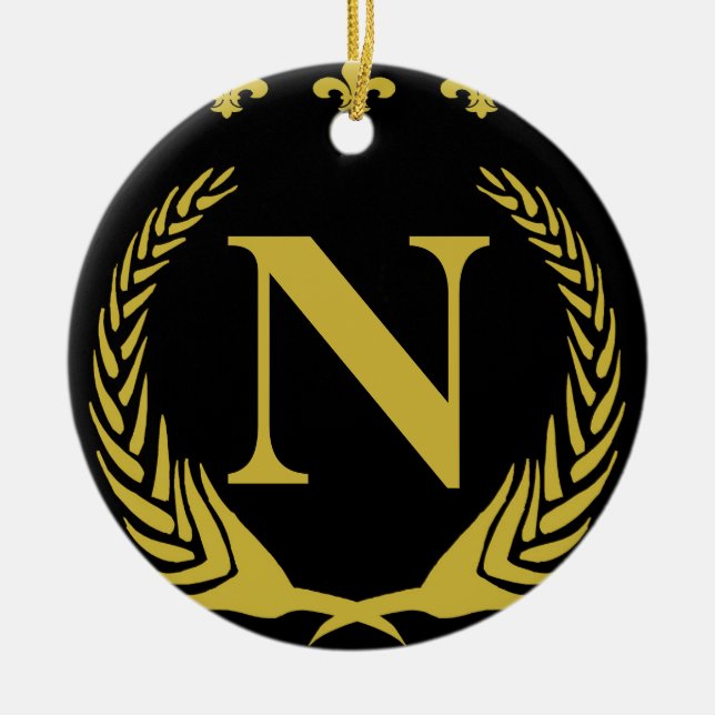 Fleur De Lis Gold, Letter or Number Ceramic Ornament (Front)