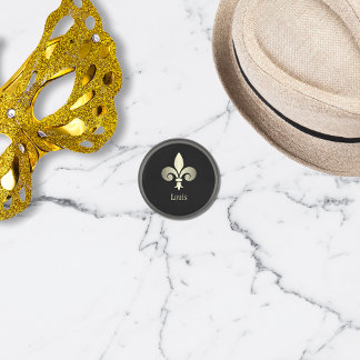 Fleur de Lis Gold Monogram Gunmetal Finish Lapel Pin