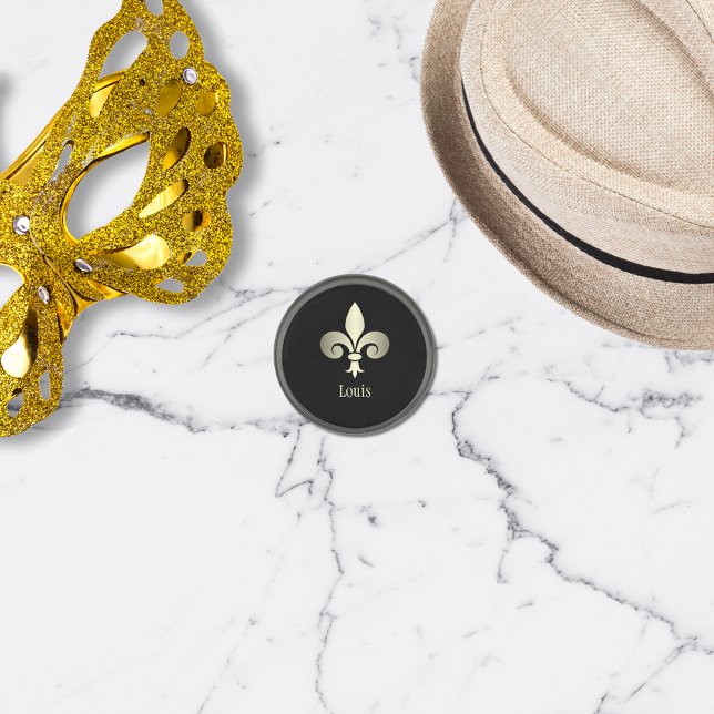 Fleur de Lis Gold Monogram Gunmetal Finish Lapel Pin (Creator Uploaded)