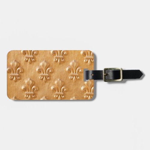 fleur de lis gold painted wood wall vintage wood luggage tag