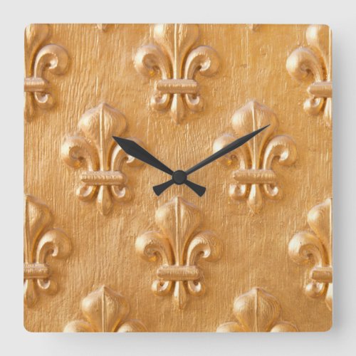 fleur de lis gold painted wood wall vintage wood square wall clock