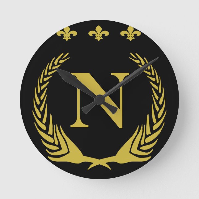 Fleur De Lis Gold Round Clock (Front)