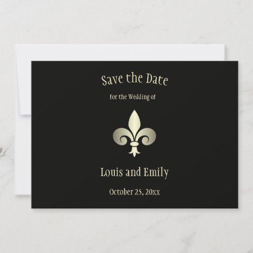 Fleur de Lis Gold Wedding Save The Date