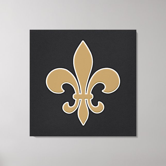 Fleur de Lis Gold with White and Black Outline Canvas Print (Front)