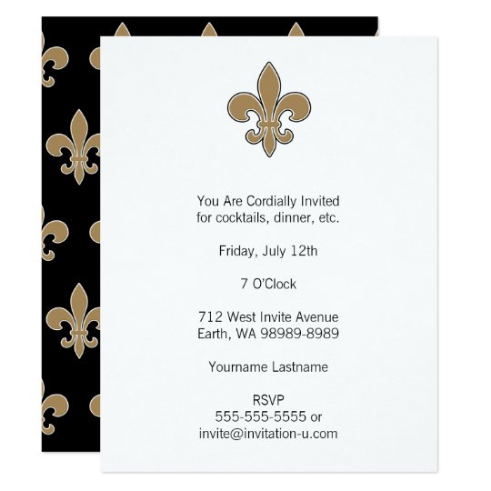 Fleur de Lis Gold with White and Black Outline Card