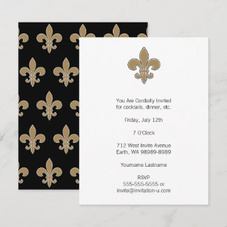 Fleur de Lis Gold with White and Black Outline Invitation