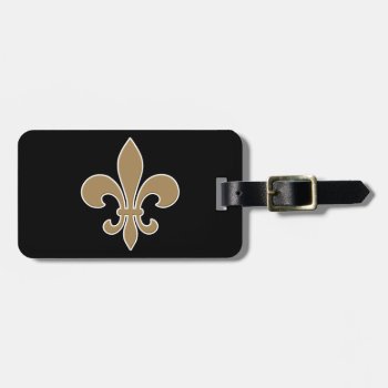 Fleur De Lis Gold With White And Black Outline Luggage Tag by TerryBain at Zazzle