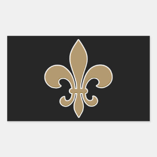 Fleur de Lis Gold with White and Black Outline Rectangular Sticker