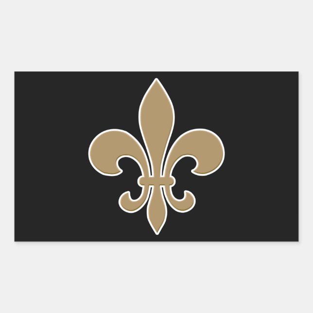 Fleur de Lis Gold with White and Black Outline Rectangular Sticker (Front)