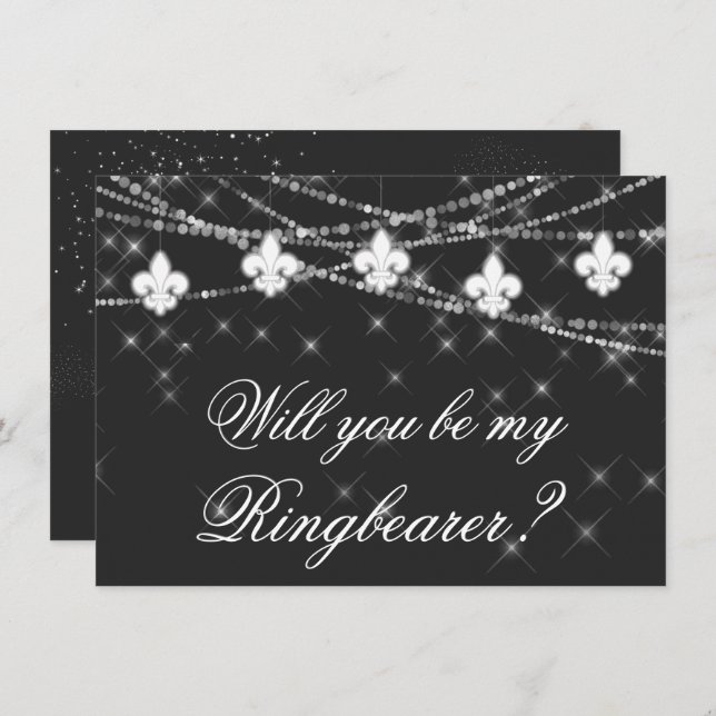 Fleur de Lis Gray Lights | Be My Maid of Honor Ask (Front/Back)