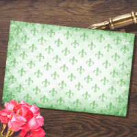 Fleur De Lis Green Decoupage Paper