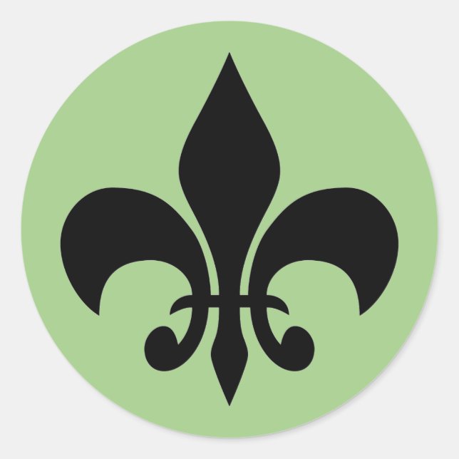 Fleur de lis Green Round Sticker (Front)