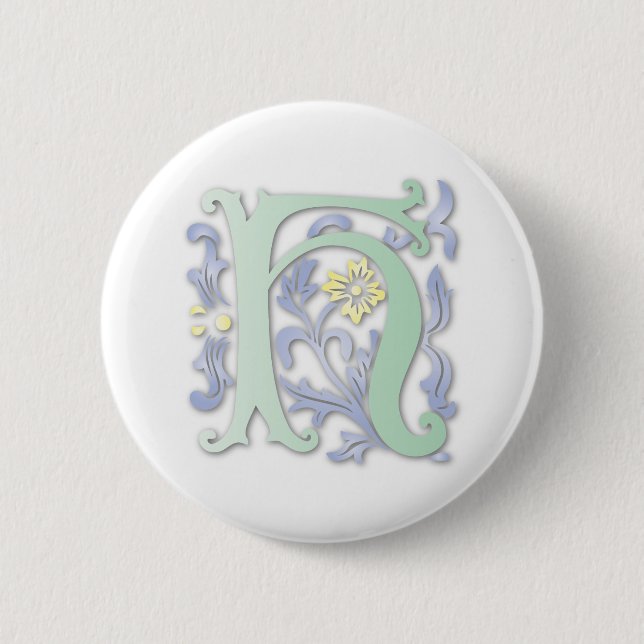 Fleur-de-lis H Monogram Pinback Button (Front)