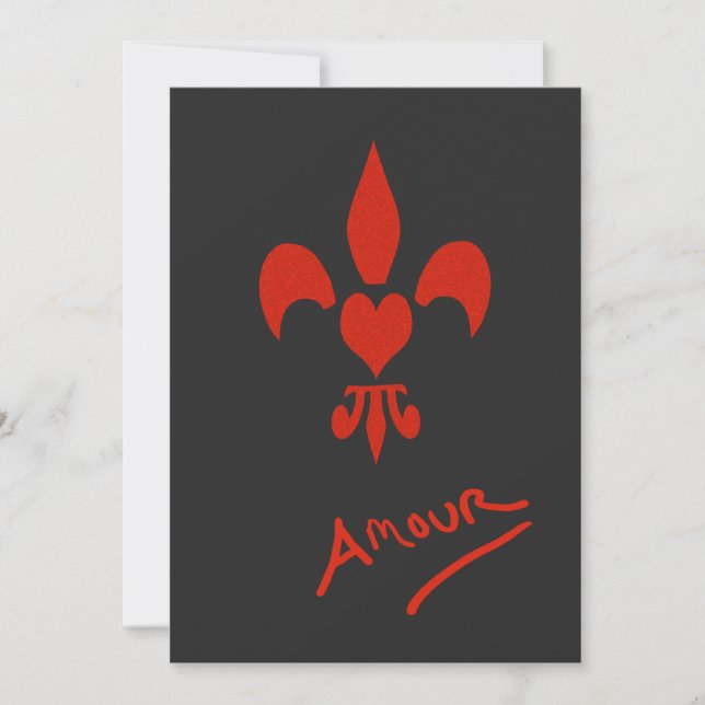Fleur de Lis Heart Amour Party Invitations (Front)