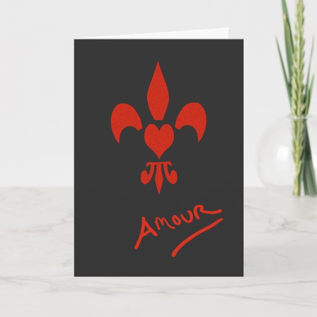 Fleur de Lis Heart Amour Valentine Holiday Card (Front)