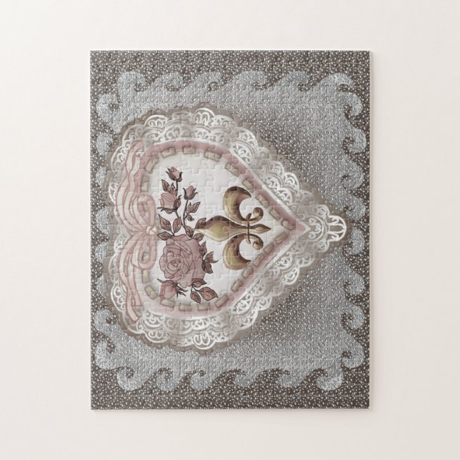 Fleur De Lis Heart Jigsaw Puzzle (Vertical)