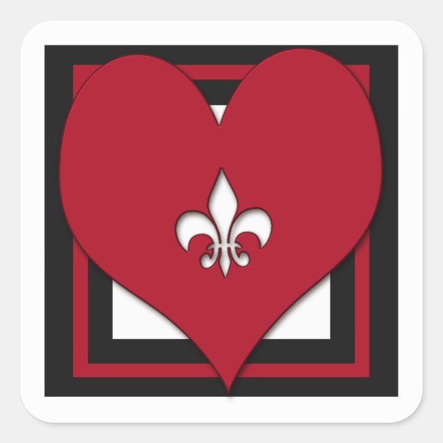 Fleur de Lis Heart Stickers (Front)