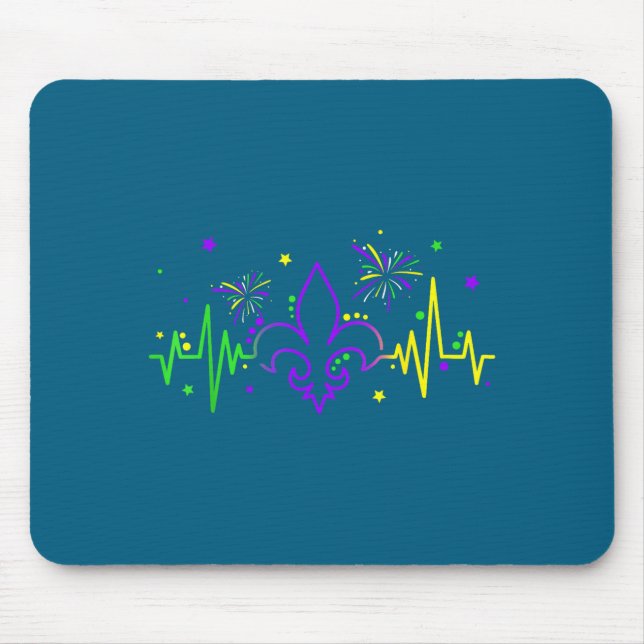 Fleur De Lis Heartbeat Nurse Mardi Gras Carnival M Mouse Pad (Front)