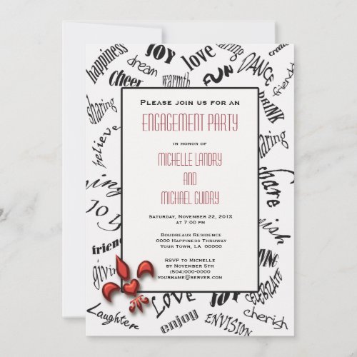 Fleur de lis Heartfelt Expressions Party Invitation