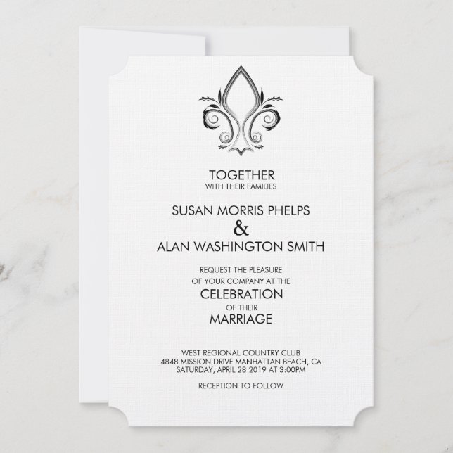 Fleur De Lis Icon Wedding Invitation (Front)