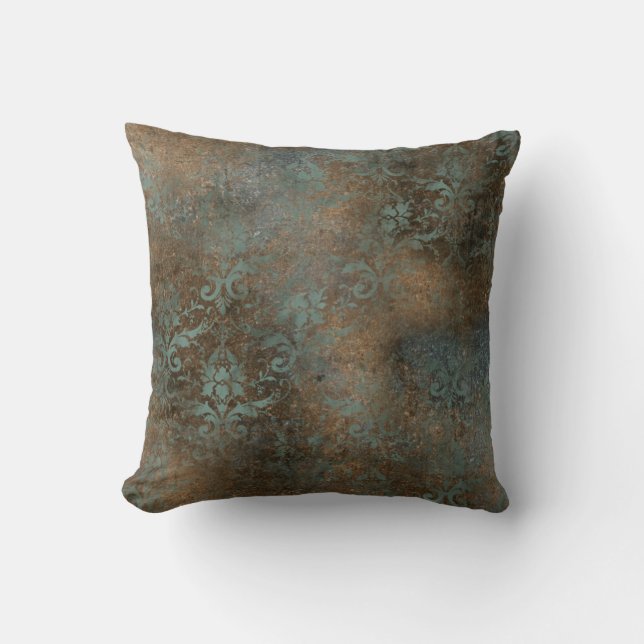 Fleur De Lis in a Rusty Background Throw Pillow (Front)