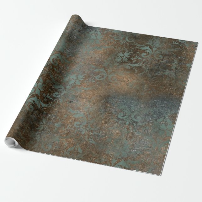 Fleur De Lis in a Rusty Background Wrapping Paper (Unrolled)