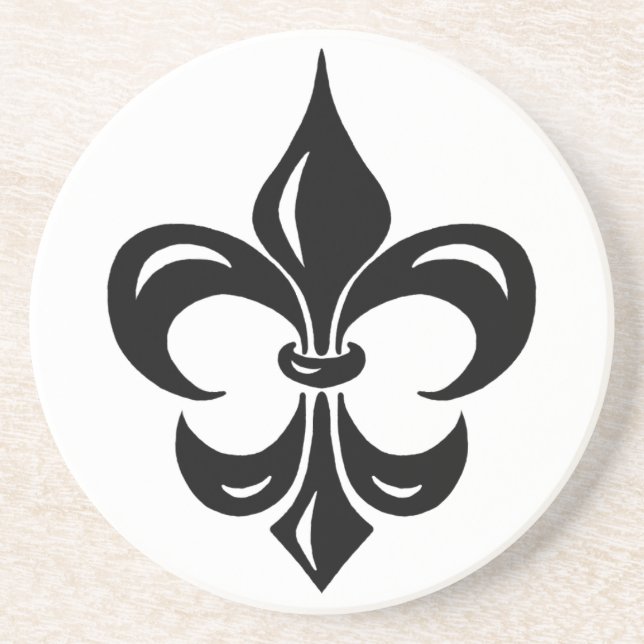 Fleur de Lis - in Black Drink Coaster (Front)