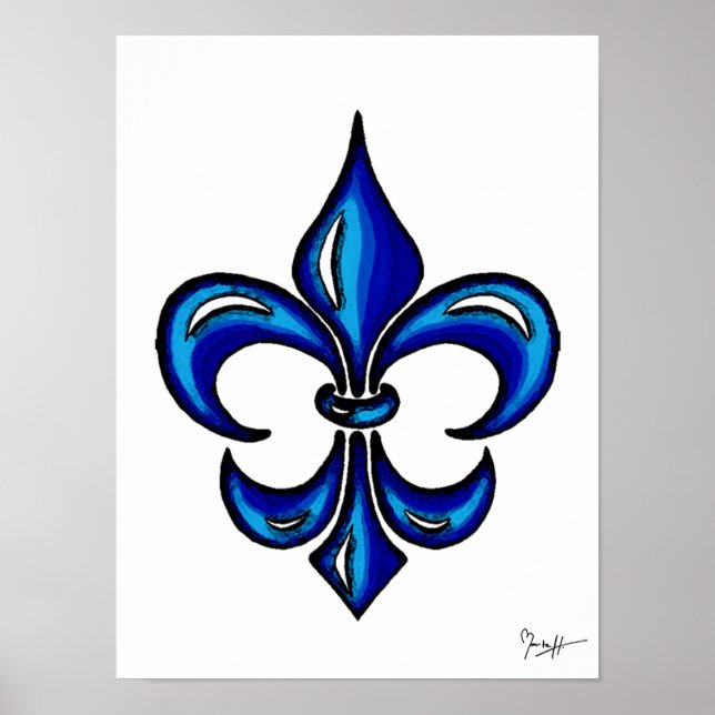 Fleur de Lis in Blue Poster (Front)