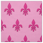Fleur de Lis in Fuchsia Pink on Light Pink Fabric
