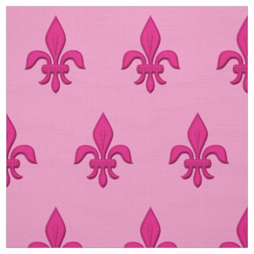 Fleur de Lis in Fuchsia Pink on Light Pink Fabric