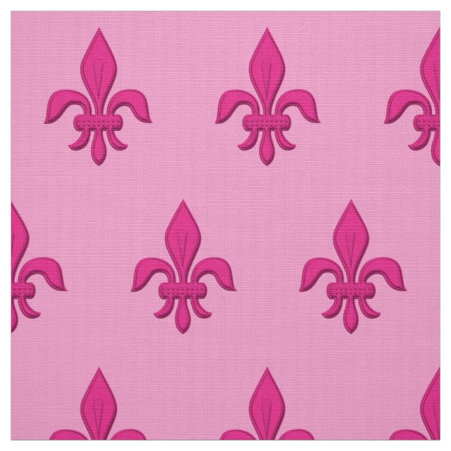 Fleur de Lis in Fuchsia Pink on Light Pink Fabric (Swatch)