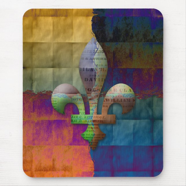 Fleur de Lis in Jewel Tones Mouse Pad (Front)