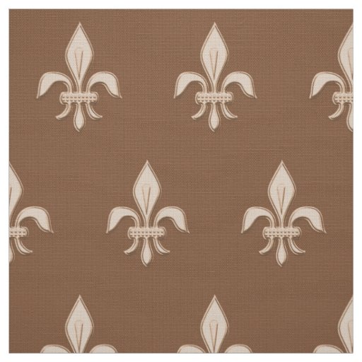 Fleur de Lis in Light Beige on Taupe Tan Fabric