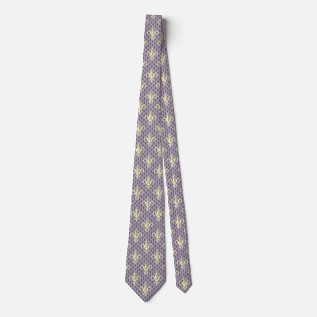 Fleur de Lis in Mulberry Cream Neck Tie (Front)