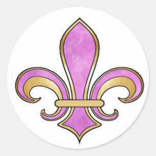 Fleur de Lis in solid color  - Pink or Cerise Classic Round Sticker