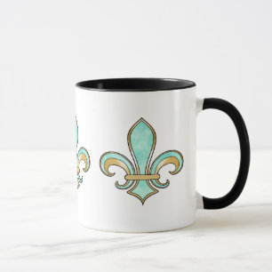 Fleur de Lis in solid color - Turquoise Aqua Mug