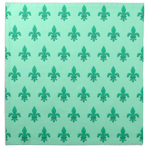 Fleur de Lis in Turquoise and Light Aqua Cloth Napkin