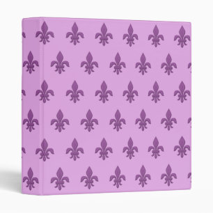 Fleur de Lis in Violet Purple on Lavender 3 Ring Binder