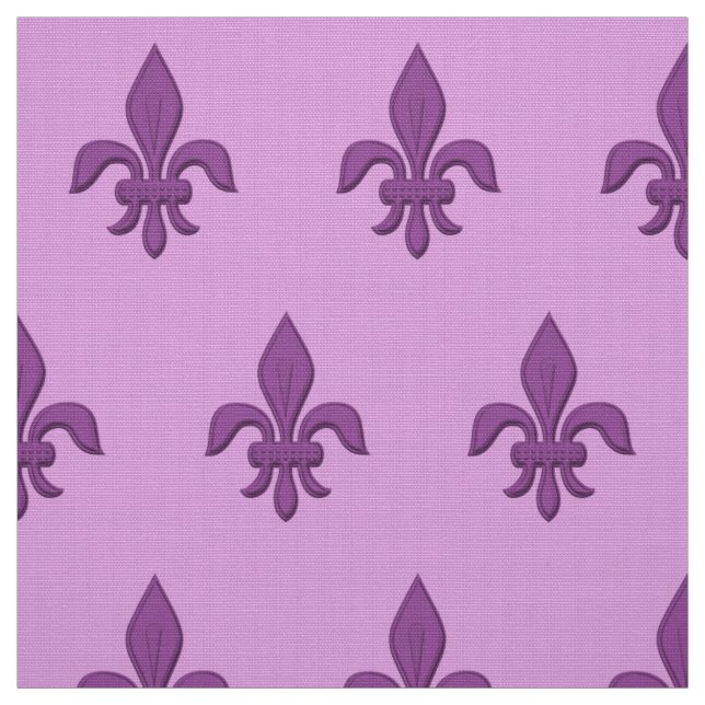 Fleur de Lis in Violet Purple on Lavender Fabric (Swatch)