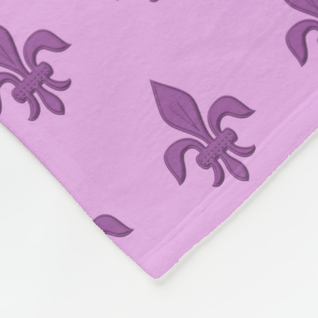 Fleur de Lis in Violet Purple on Lavender Fleece Blanket (Corner)