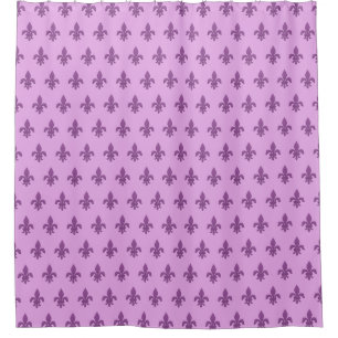 Fleur de Lis in Violet Purple on Lavender Shower Curtain