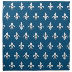 Fleur de Lis in White on Deep Cobalt Blue Cloth Napkin