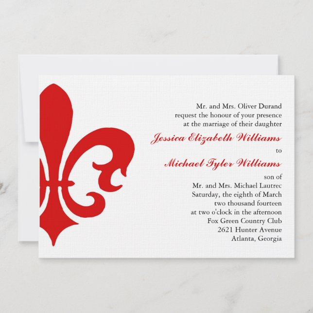 Fleur de Lis Invitation (Front)