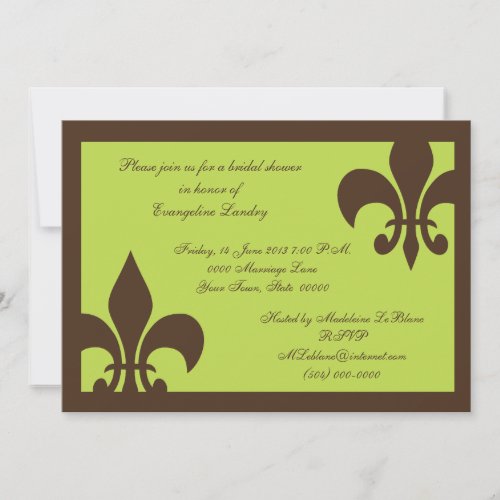 Fleur de Lis Invitations Chocolate and Lime
