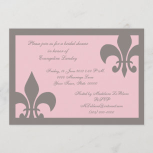 Fleur de Lis Invitations Gray and Light Pink