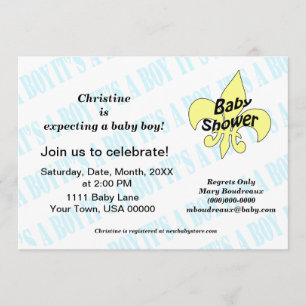 Fleur de Lis It's a Boy Baby Shower Invitation