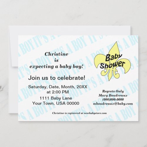 Fleur de Lis It's a Boy Baby Shower Custom Announcements