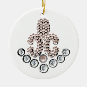 Fleur De Lis-jewelled Ceramic Ornament