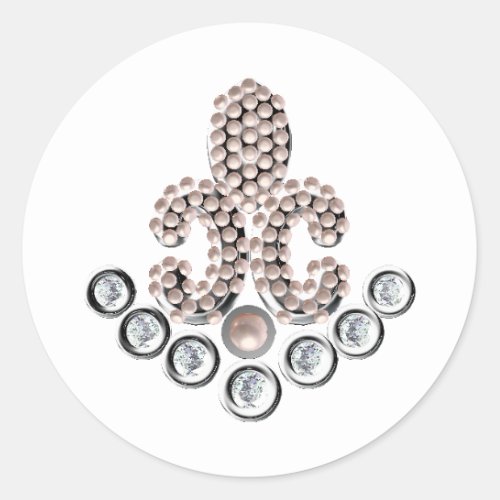 Fleur De Lis_jewelled Classic Round Sticker